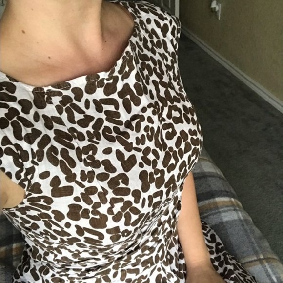 Piazza Del Tempio Anthropologie Brown Animal Print Shift Dress 100% Line… - Picture 14 of 15